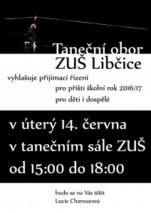 Přijímací řízení do tanečního oboru ZUŠ @ Taneční sál ZUŠ Libčice | Libčice nad Vltavou | Česká republika